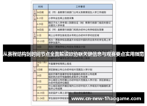 从赛程结构到时间节点全面解读欧协联关键信息与观赛要点实用指南